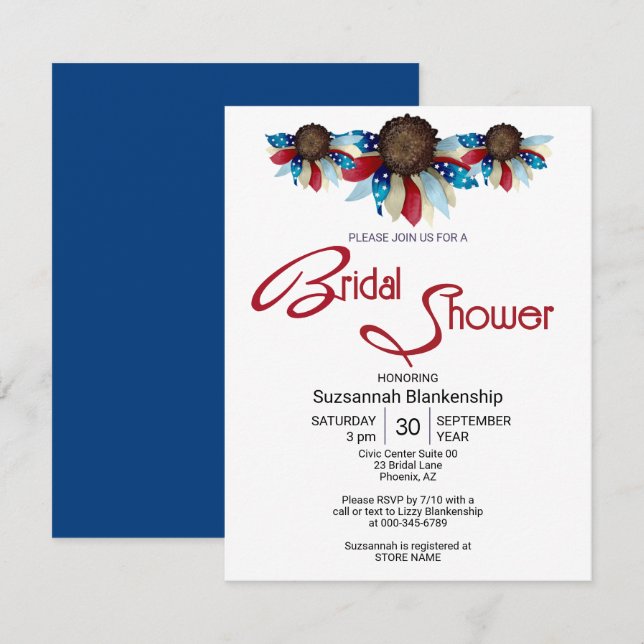 Convites Patriótico Vermelho Branco Azul Superior Borda Met (Frente/Verso)