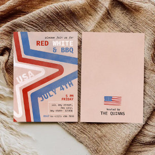 Convites Patriótico Vermelho Branco & Churrasco 4 de Julho 