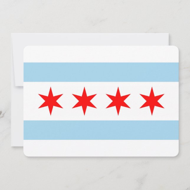 Convites patrióticos com a bandeira de Chicago (Frente)