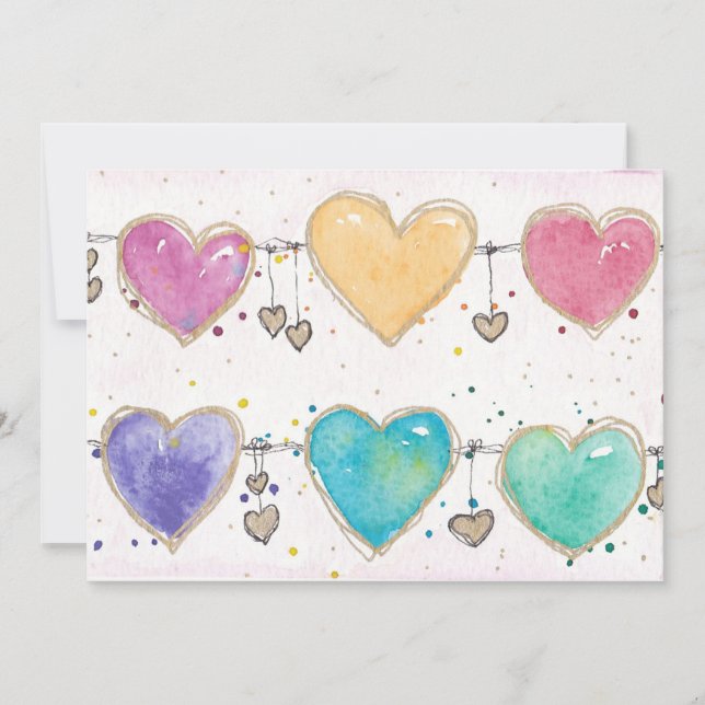 Convites Patterned Hearts Valentine Notecard Invitation  (Frente)