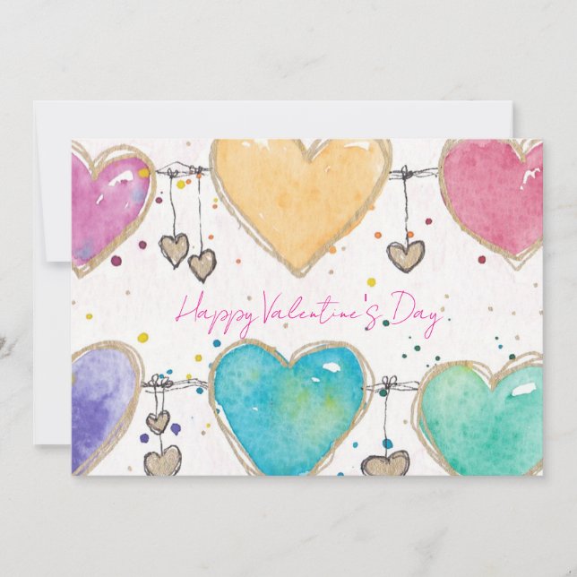Convites Patterned Hearts Valentine Notecard Invitation (Frente)