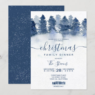 Convites Pau azul-inverno madeira aquarela neve Natal