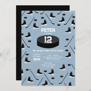 Convites Pau de Hóquei em Gelo Azul Dusty, Skates Puck Birt