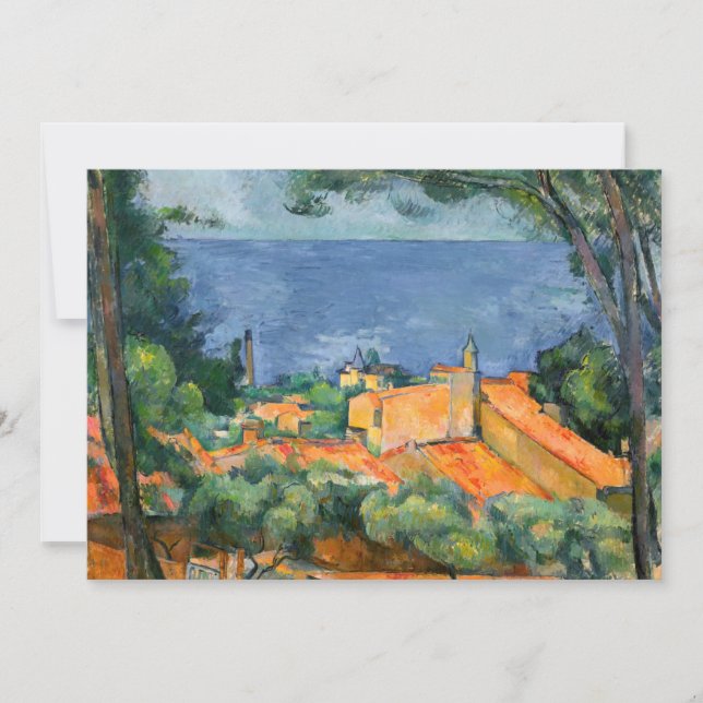 Convites Paul Cezanne - Estaque com Telhados Vermelhos (Frente)