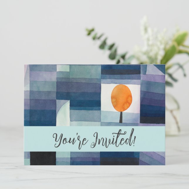 Convites Paul Klee Abstrato Tree Blue Painting (Em pé/Frente)