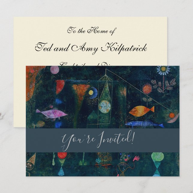 Convites Paul Klee Fish Magic Abstrato Pintura Gráfica (Frente/Verso)