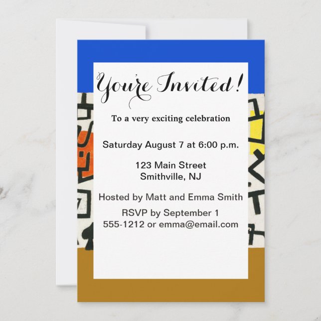 Convites Paul Klee Rich Harbor Abstrato Expressionismo (Frente)