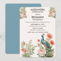 Pavão de Casamento Botânico | Arte Floral Vintage