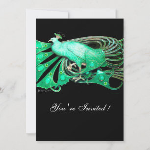 CONVITES PAVÃO ELEGANTE EM VERDE E PRETO