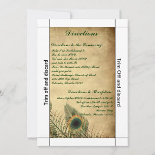 Convites pavão Gre do vintage de 3,5 x 7 sentidos