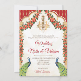 Convites Pavão Indiano & cartões de casamento hind