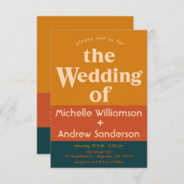 Convites Pavão Laranja Moderno Retro 3.5x5