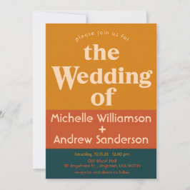 Convites Pavão Laranja Moderno Retro 5x7