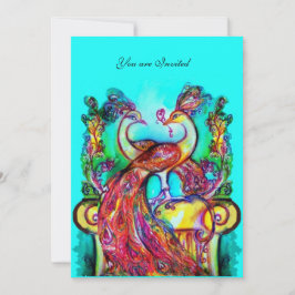 Convites PAVÕES APAIXONADOS Casamento Azul Teal Verde Água 