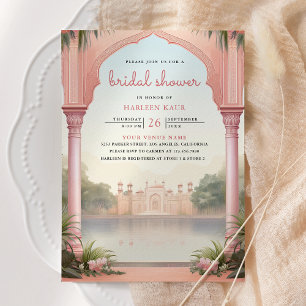 Convites Pavões Florais Rosa Palácio Indiano Chá de Noiva