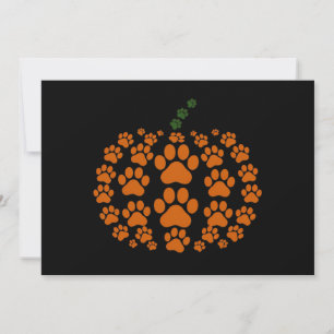 Convites Paw Pumpkin Paw Print Dog Ação de Graças