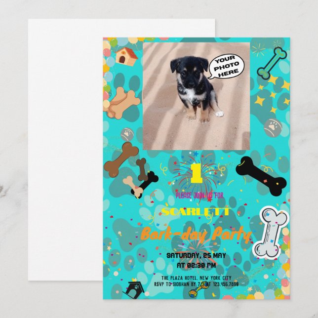 Convites Paw-some Latido-day Bash! Pet Birthday Personaliza (Frente/Verso)