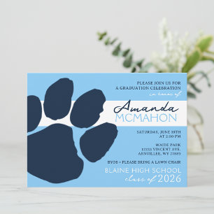 Convites Pawprint Elegante do Marinho e Azul Bebê (Volta da
