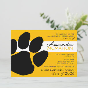 Convites Pawprint Elegante Dourado e Preto (Foto para trás)
