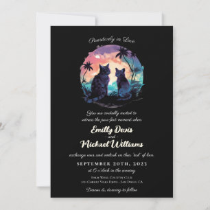 Convites Pawsitively no amor Casamento Romântico Negro suns