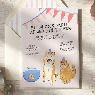 Convites Pawty Time Kids Birthday Invitation | House Pets