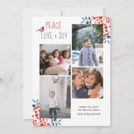 Convites Paz, amor, alegria, Natal quatro cartas de colagem