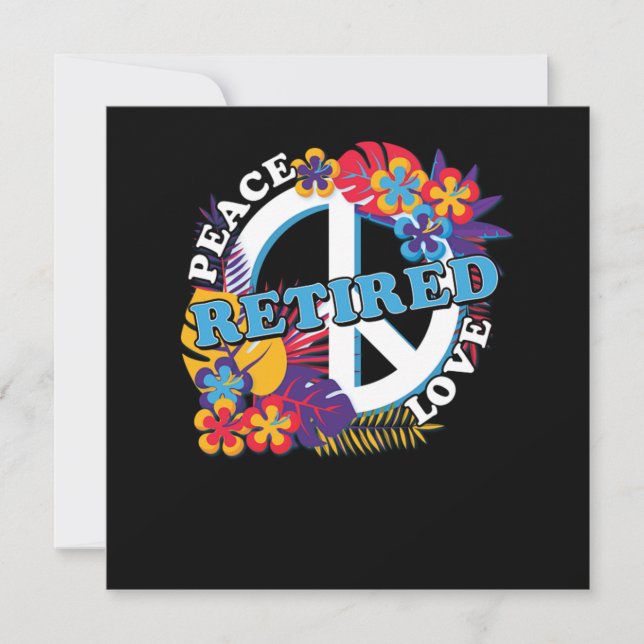 Convites Paz Amor Aposentado Aposentadoria Vovô Hippie Gift (Frente)