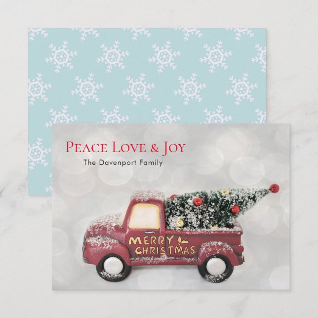 Convites Paz Amor e Joy Toy Truck Feliz Natal (Frente/Verso)