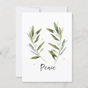 Convites PAZ, folha de azeitona, Natal, Férias, aquarela,