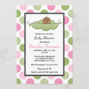 Convites Pea Pod Girl Baby Shower Invitations │ Pele Escura