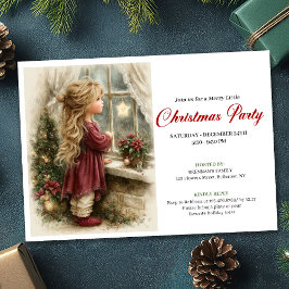 Convites Peace Little Girl Awaits Santa Printable Invites