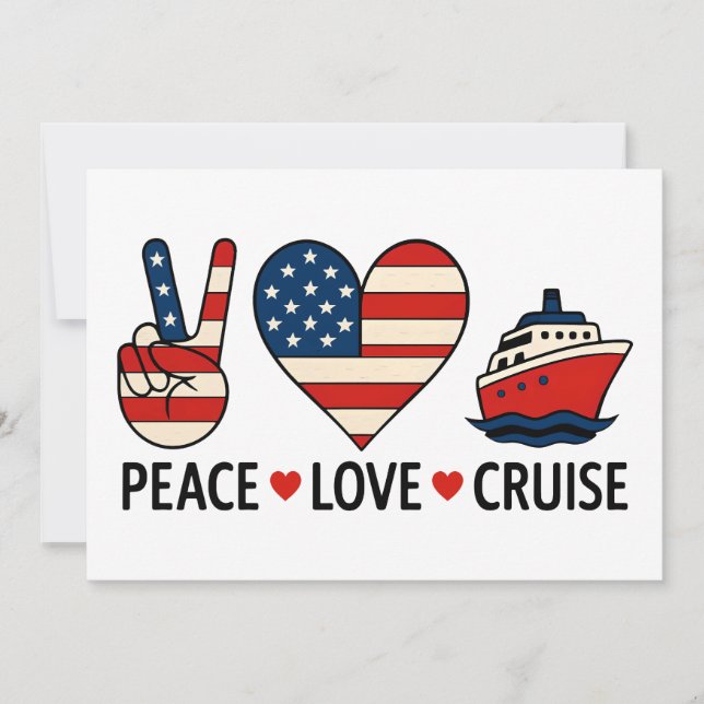 Convites Peace Love Cruise USA Vacance Vibes (Frente)