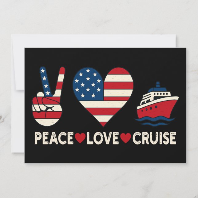 Convites Peace Love Cruise USA Vacance Vibes (Frente)