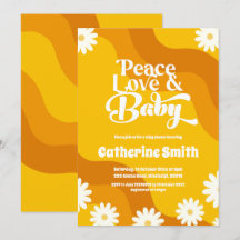 Peace Love e Baby Retro Chá de fraldas