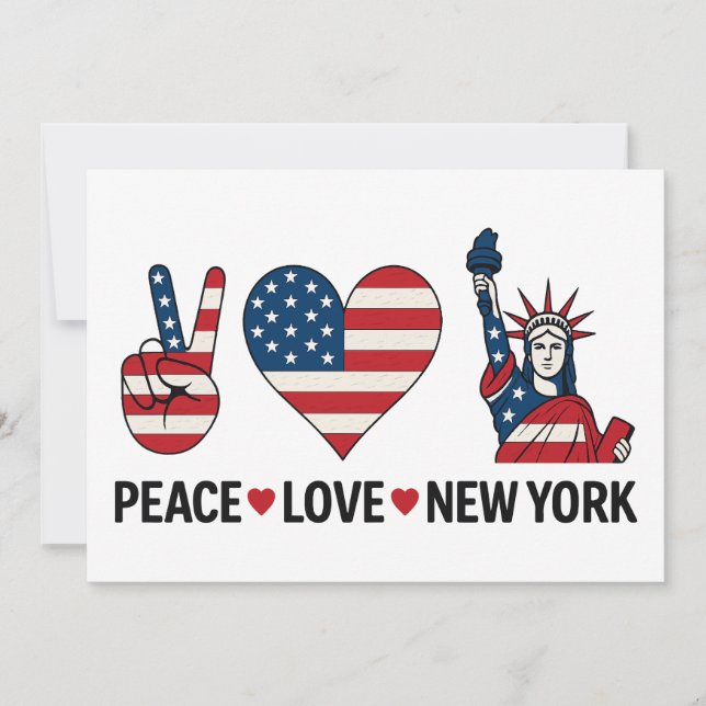 Convites Peace Love New York (Frente)