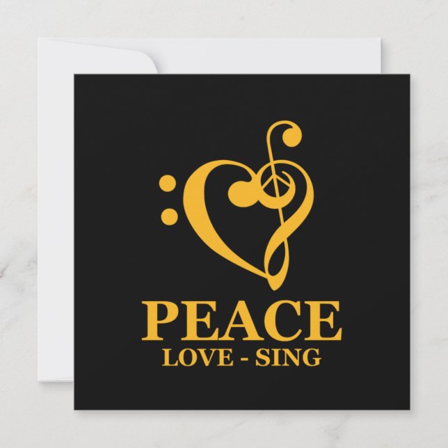 Convites Peace Love Sing Choir Chorus Choral Music Clef Gif (Frente)