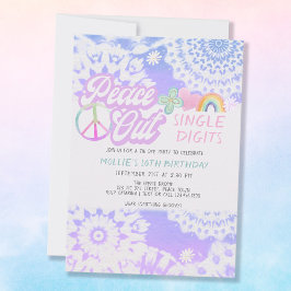 Convites Peace Out Groovy Tie Dye 10ª Festa de aniversário