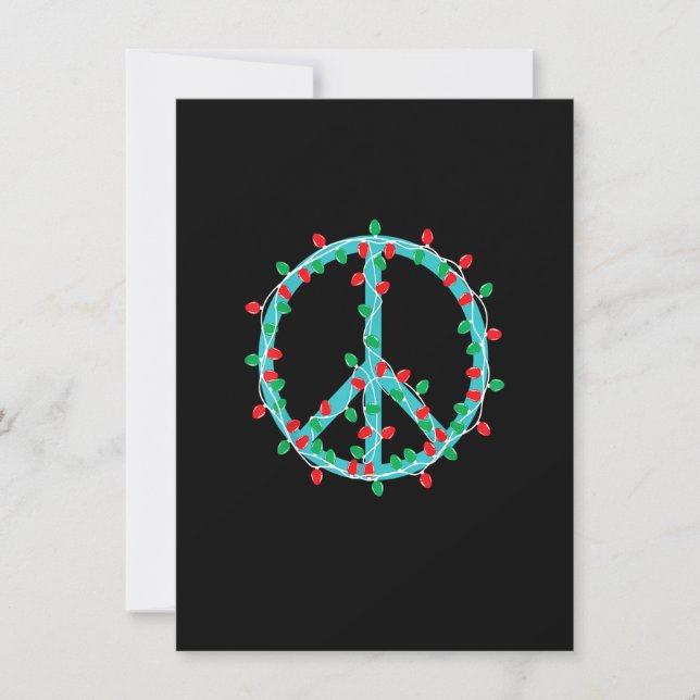 Convites Peace Sign Christmas Lights Hippie Hipster Xmas (Frente)