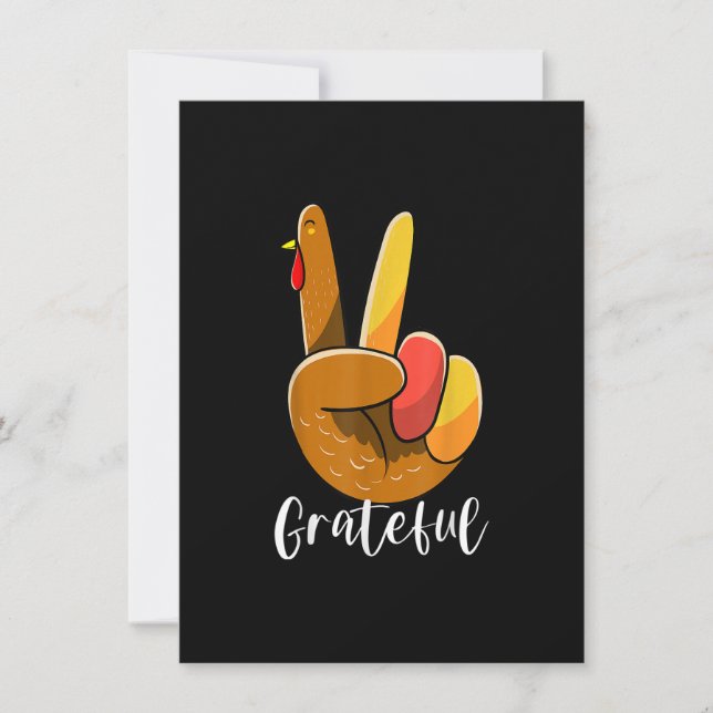 Convites Peace Sign Hand Turkey Thanksgiving Grateful Women (Frente)