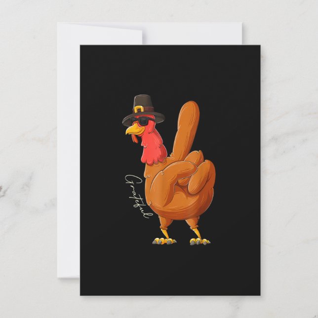 Convites Peace Sign Turkey Grateful Hand Cool Thanksgiving  (Frente)