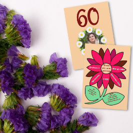 Convites Peach 60º Aniversário Flor Vermelho Simples