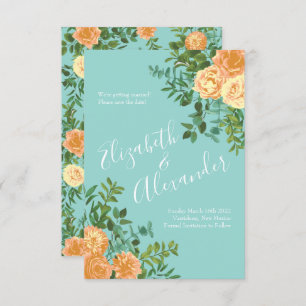 Convites Peach Aqua Teal Wedding Rosa Floral
