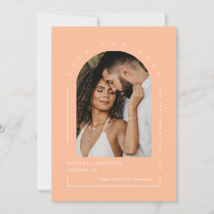 Convites Peach Arch Photo QR Code Salvar Nossa Data