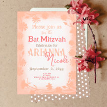 Peach Beige Wild Flowers Bat Mitzvah