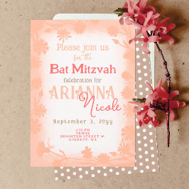Convites Peach Beige Wild Flowers Bat Mitzvah