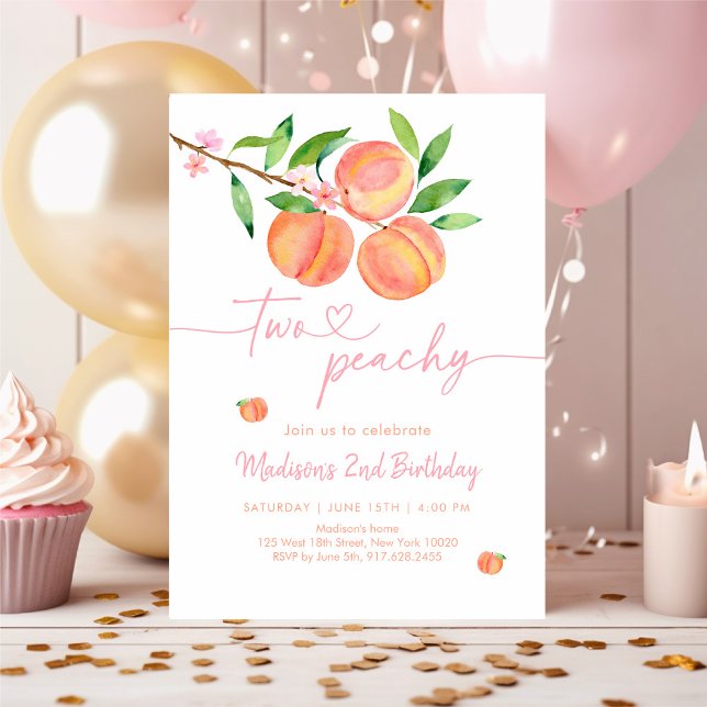 Convites Peach Blossom Dois Peachy Birthday (Criador carregado)