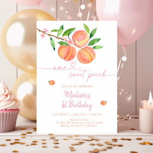 Convites Peach Blossom One Sweet Peach Birthday