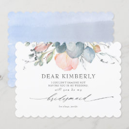Convites Peach Blossoms Dusty Blue My Bridesmaid Proposta