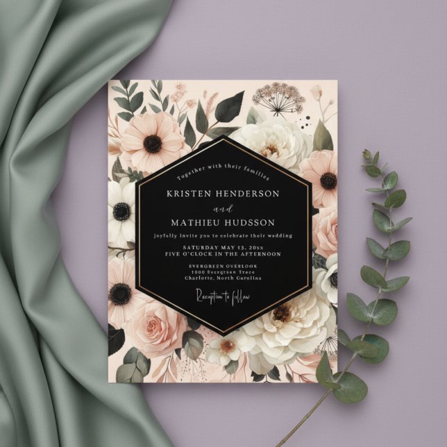 Convites Peach Blush Botanical Romance Wedding (Criador carregado)