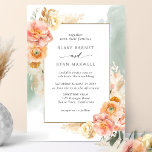 Convites Peach Blush Floral, Sage Watercolor Casamento Chic<br><div class="desc">Aprecie seu convidado com este elegante e único convite para casamento com elementos florais de cor aquática refinados em uma bela mistura de pêssego, laranja, rosa pincelado, coral empoeirado, creme de champanhe e matizes de coral com mancha verde-aquática em cascata mostrando seus detalhes de casamento. Capacidade de mudar "juntamente com...</div>